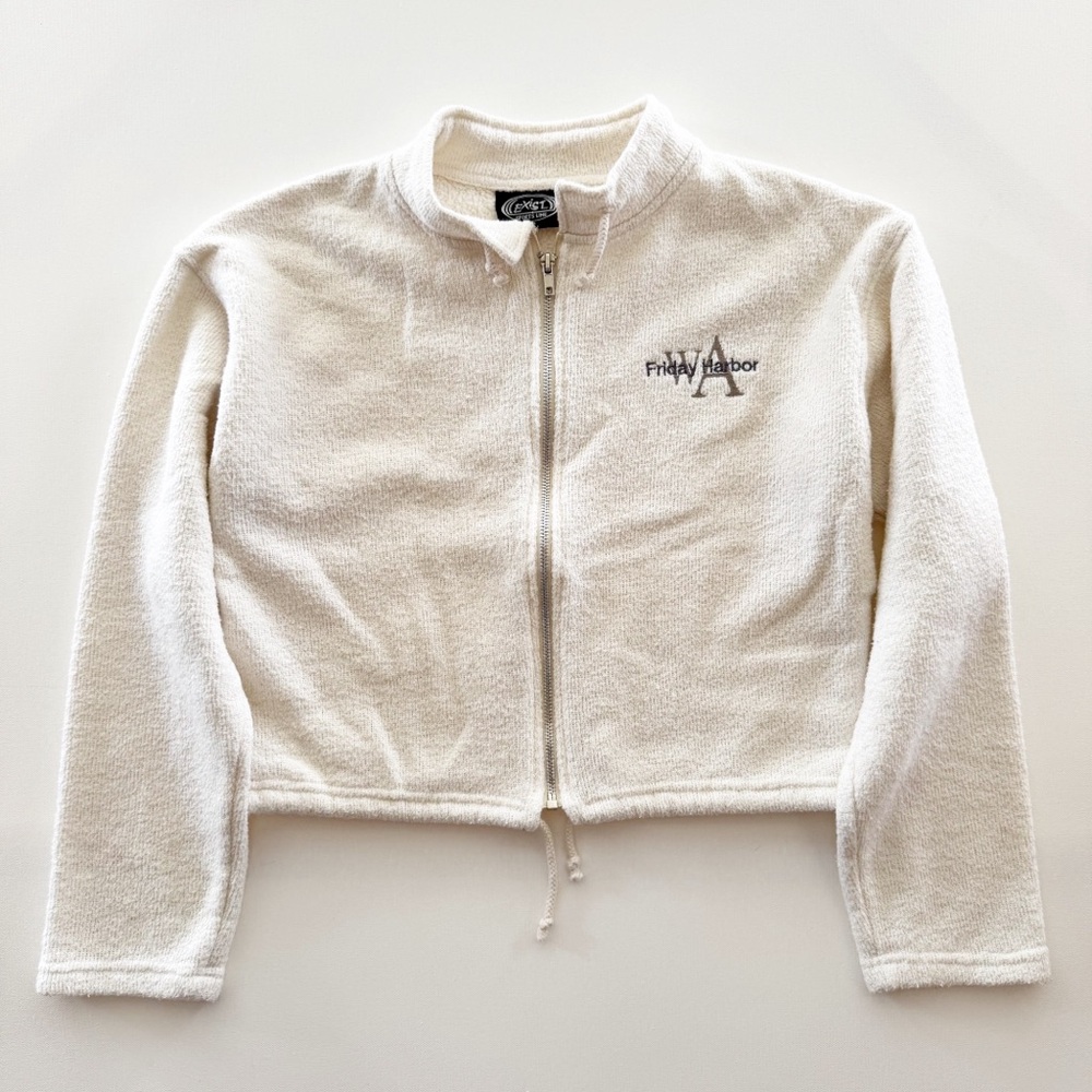 Vintage 90s EXIST Zip Up Jacket Friday Harbor WA Embroidered Logo White Small - Picture 2 of 6